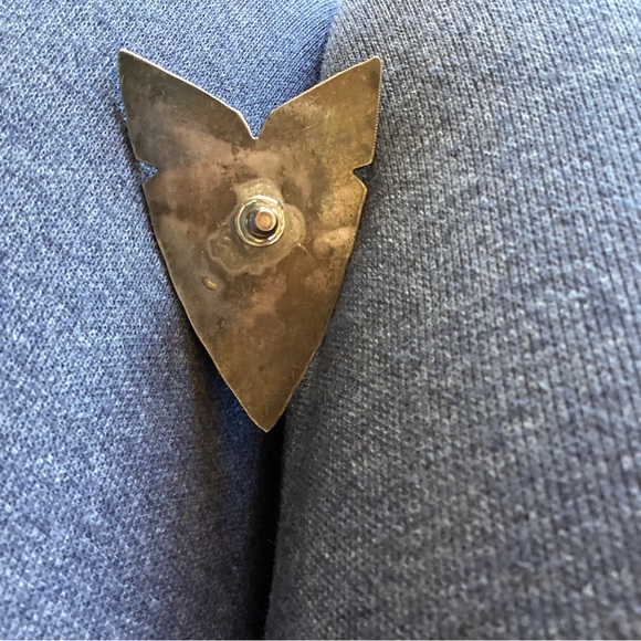 Pin Brooch Arrowhead Sterling silver Malachite. Huge vintage unworn - Picture 3 of 3